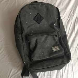 Herschel grey and white polka dot backpack